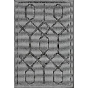 Breyleigh Chendler Gray/Black 2 ft. x 3 ft. Geometric Polypropylene Indoor/Outdoor Area Rug