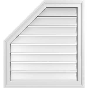 24 in. x 26 in. Octagonal Surface Mount PVC Gable Vent: Functional with Brickmould Frame