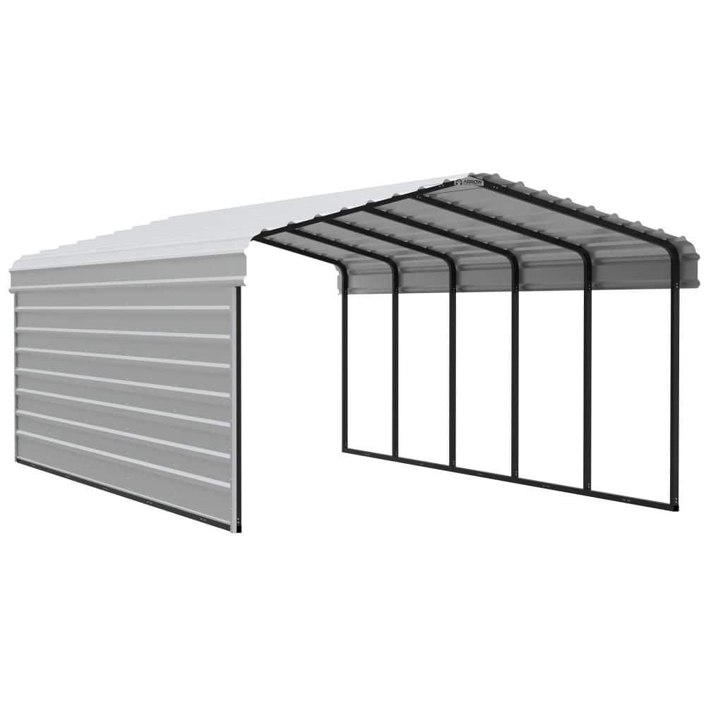 12' x 24' Eggshell Steel Carport Kit with Enclosure