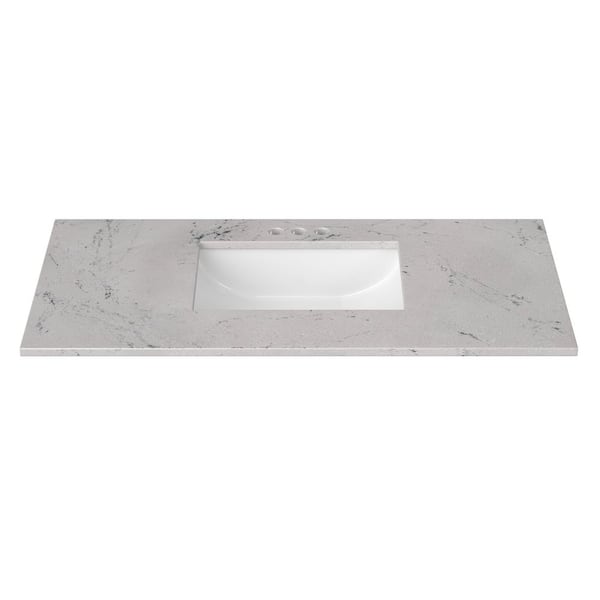 43 in. W x 22 in. D Cultured Marble Rectangular Undermount Single Basin Vanity Top in Icy Stone