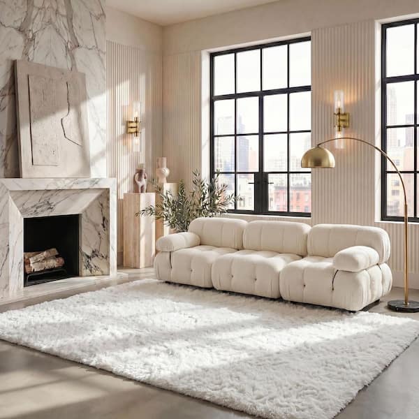 Ocean Shag 11 ft. x 15 ft. Ivory Cozy Plush Area Rug