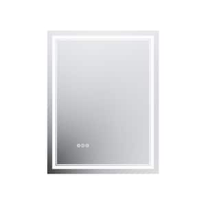 28 in. W x 36 in. H Rectangular Frameless Front Plus Backlit Dimmable LED Light Wall Bathroom Vanity Mirror W/ Anti-Fog