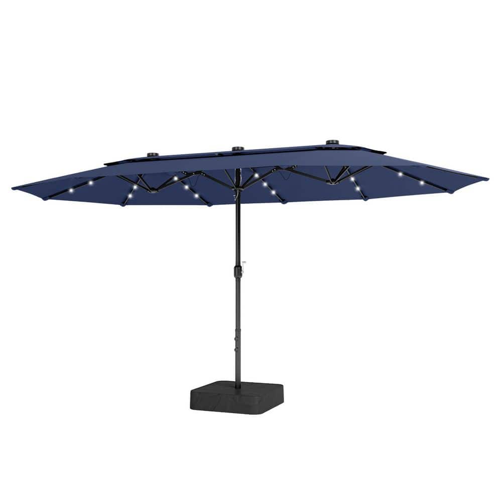 15 ft. Market Patio Umbrella 2-Tier 2-Side with Lights Base and Sandbags in Blue price history on PriceWatchPro