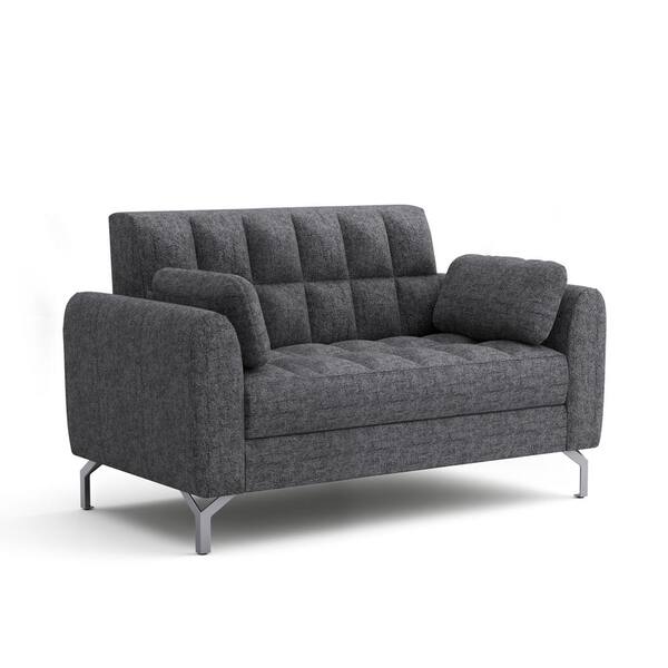 Furniture of America Winterwood 55.75 in. Dark Gray Chenille 2-Seater Loveseat and Care Kit