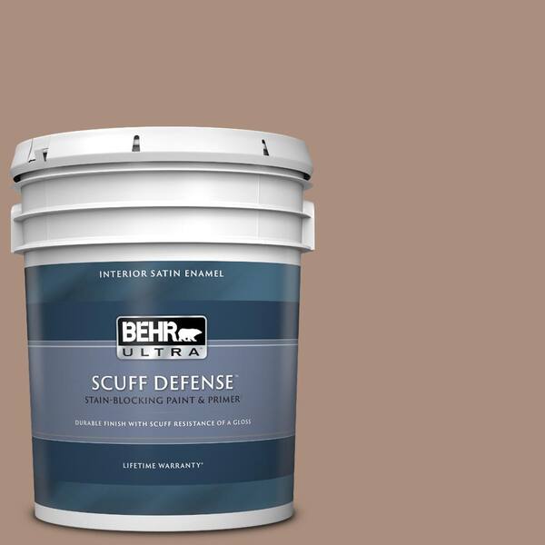 BEHR ULTRA 5 gal. #BNC-13 Cozy Cocoa Extra Durable Satin Enamel Interior Paint & Primer
