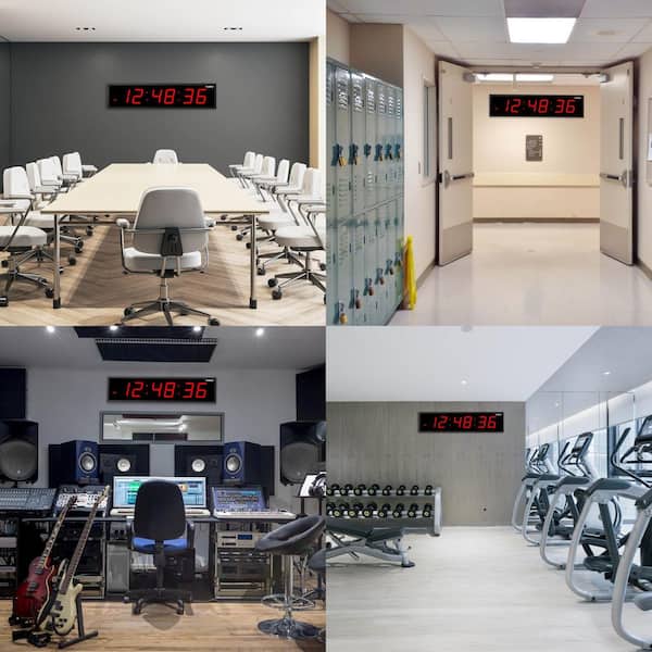 Ivation 72 in. Red Large Digital Wall Clock, LED Wall Clock with