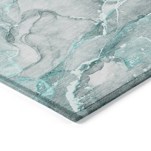 Chantille ACN519 Teal 1 ft. 8 in. x 2 ft. 6 in. Machine Washable Indoor/Outdoor Geometric Area Rug