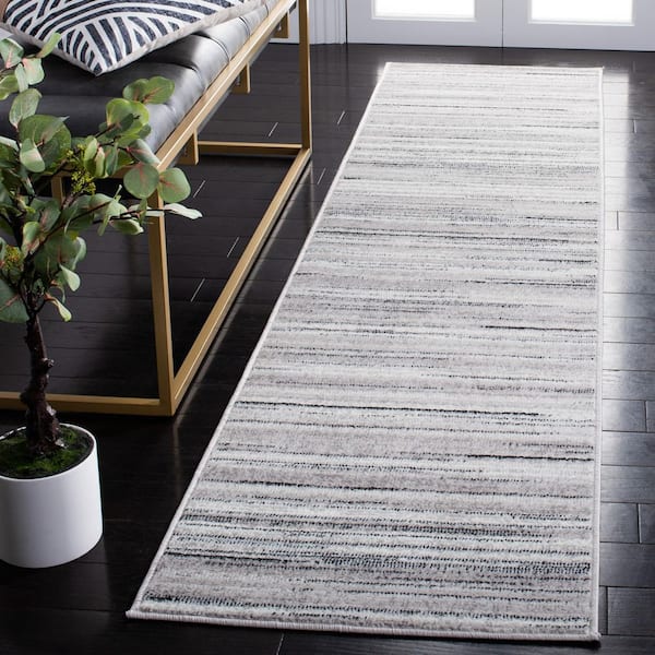 Skyler 2 ft. x 8 ft. Ivory/Gray Striped Marle Runner Rug