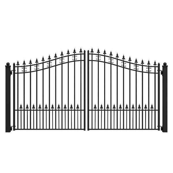 ALEKO St. Louis 14 ft. x 6 ft. Black Steel Dual Driveway Fence Gate