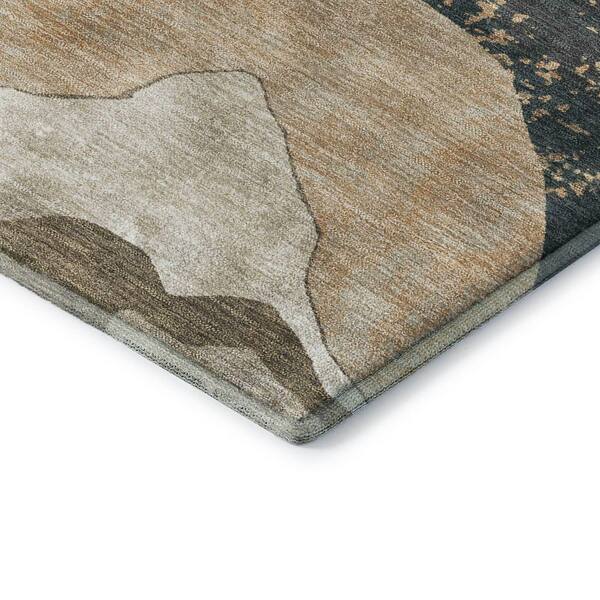 Mayfield Premium Machine Washable Abstract AMF2219 Putty 2 ft. x 7 ft. Runner Rug