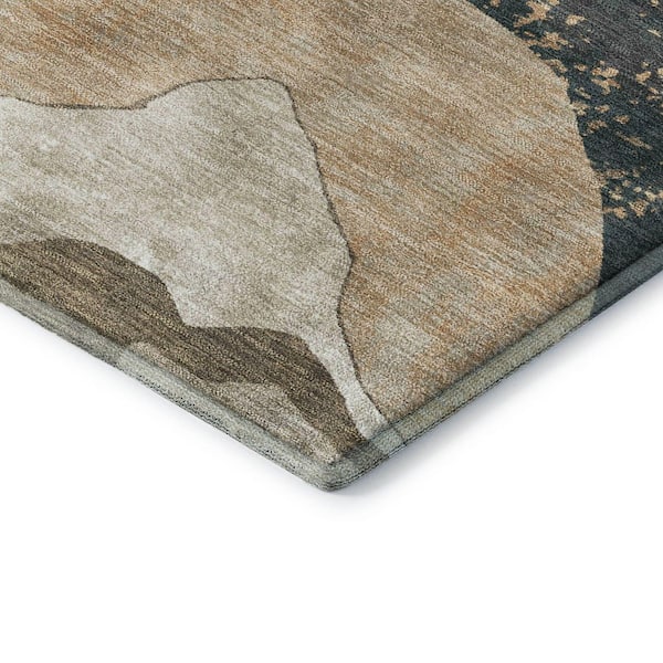 Mayfield Premium Machine Washable Abstract AMF2219 Putty 9 ft. x 12 ft. Area Rug