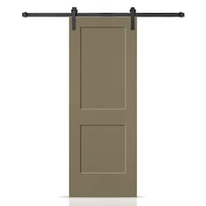 30 in. x 80 in. Oliver Green Painted MDF Solid Core 2-Panel Shaker Interior Sliding Barn Door with Hardware Kit