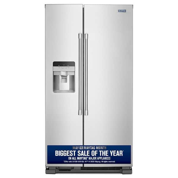 Maytag 24.5 cu. ft. Side by Side Refrigerator in Fingerprint Resistant Stainless Steel with Exterior Ice and Water Dispenser