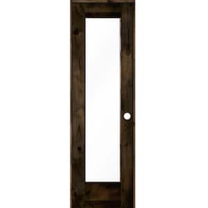 24 in. x 80 in. Rustic Knotty Alder Left-Hand Full-Lite Clear Glass Black Stain Solid Wood Single Prehung Interior Door