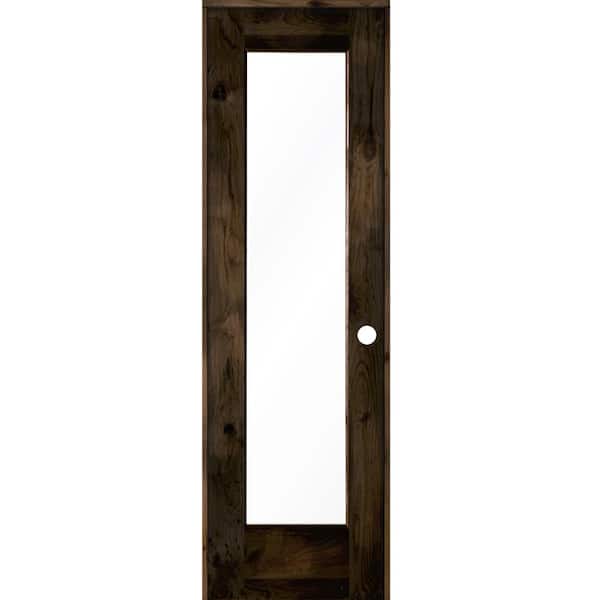 Krosswood Doors 24 in. x 80 in. Rustic Knotty Alder Left-Hand Full-Lite Clear Glass Black Stain Solid Wood Single Prehung Interior Door
