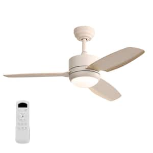 46 in. Indoor/Outdoor Integrated LED Beige Ceiling Fan with Light Kit and Remote Control