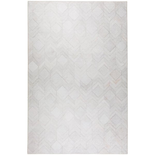 Addison Rugs Abilene Ivory 9 ft. x 12 ft. Patchwork Faux Hide Chenille