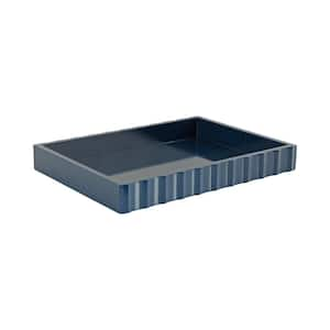 Lissi Navy Blue Rectangle Wooden 16 in. Decorative Tray