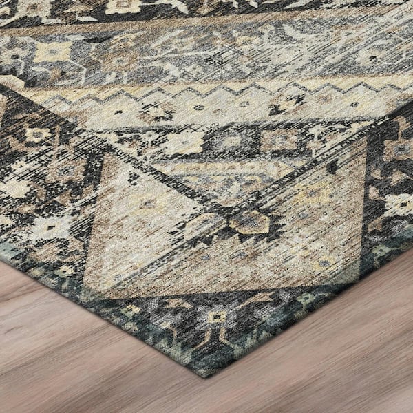 Chantille Machine Washable Indoor/Outdoor Abstract ACN3156 Black 5 ft. x 7 ft. 6 in. Area Rug