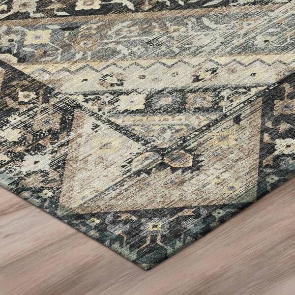 Chantille Machine Washable Indoor/Outdoor Abstract ACN3156 Black 8 ft. x 10 ft. Area Rug