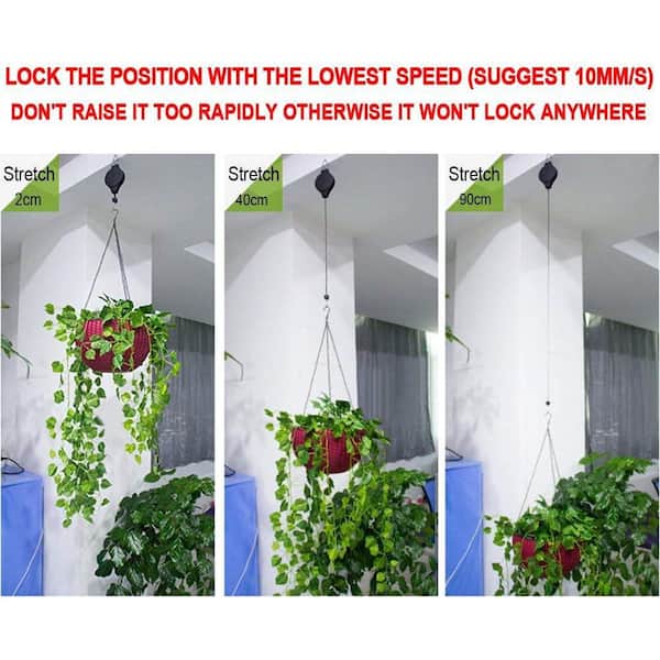 SenQWFa Plant Hook Pulley Retractable Hanger Easy Reach Hanging Basket for Garden Pots Birds Feeder 4-Pack