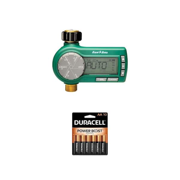Premium Electronic Hose Timer and Coppertop Alkaline AA Batteries (10-Pack) Combo