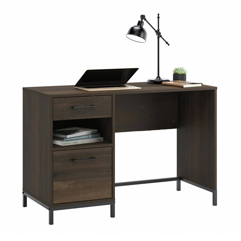 North Avenue Smoked Oak Home Office Desk with Black Metal Base