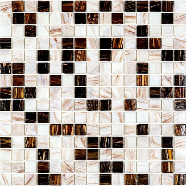 Apollo Tile Mingles 4" x 6" Glossy Beige & Brown Glass Mosaic Uniform square Wall & Floor Sample Tile 0.13 sq. ft./Piece (1-Pack)