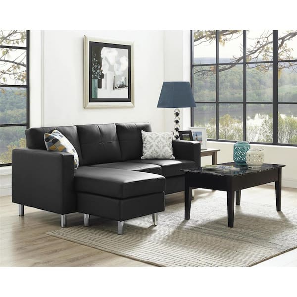 Dorel Living Small Spaces 2-Piece Configurable Black Sectional Sofa