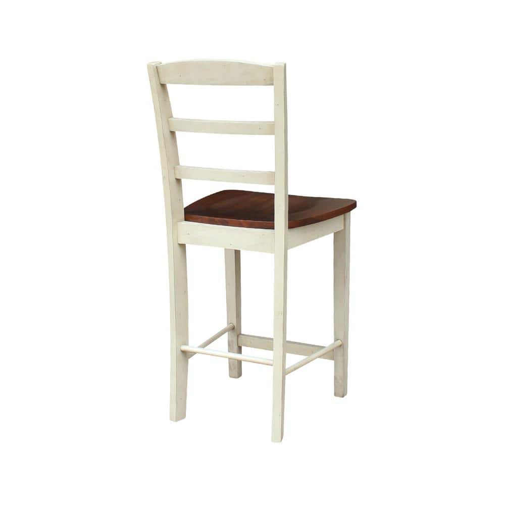 Antiqued Almond and Espresso Wood Counter Height Stool