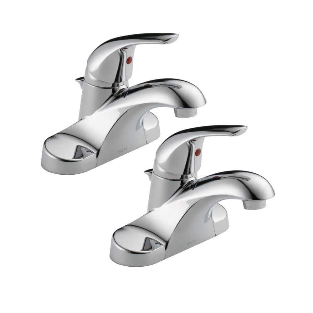 Delta Foundations 4 in. Centerset 1-Handle Bathroom Faucet in Polished Chrome (2-Pack), Grey
