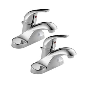 Foundations 4 in. Centerset 1-Handle Bathroom Faucet in Polished Chrome (2-Pack)