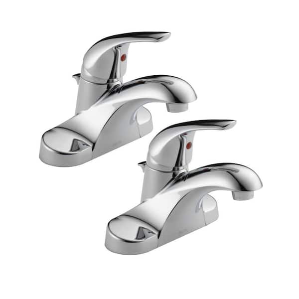 Photo 1 of Foundations 4 in. Centerset 1-Handle Bathroom Faucet in Polished Chrome (2-Pack)
