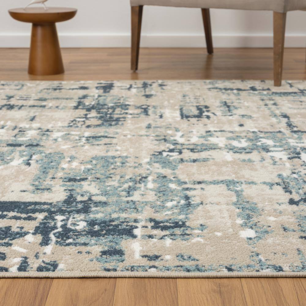 Arcady Blue and Beige Abstract Rectangular Area Rug