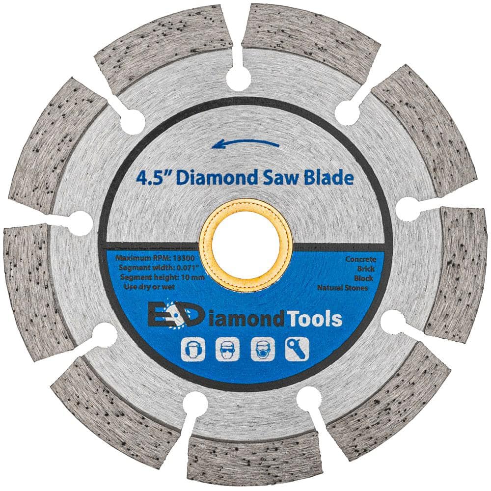 EDiamondTools 4.5 in. Concrete and Masonry, Segmented Rim, General Purpose Diamond  Saw Blades, 7/8 in. 5/8 in. Non-Threaded Arbor SG45X The Home Depot
