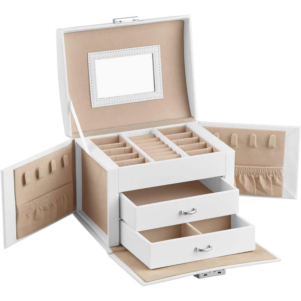 SONGMICS ravel Jewelry Case with 2-Drawers, White JBC154W01 - The Home ...