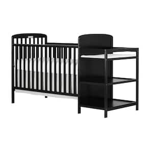 Anna 4-in-1 Black Crib and Changing Table Combo