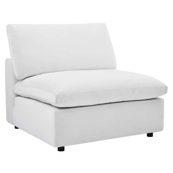 MODWAY Commix 1-Piece White Velvet 1-Seat Armless Symmetrical Sectionals Chair