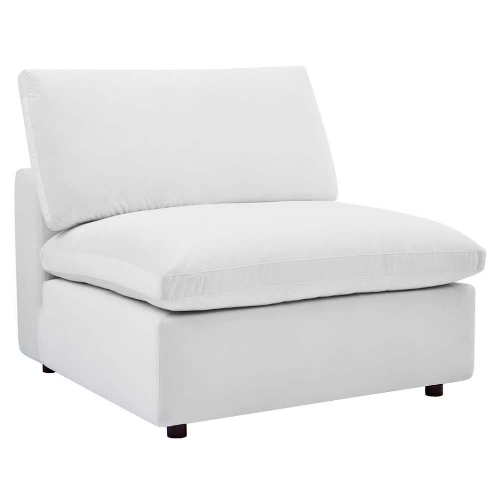 Luxurious White Velvet 4-Piece Sectional Sofa with Ottoman
