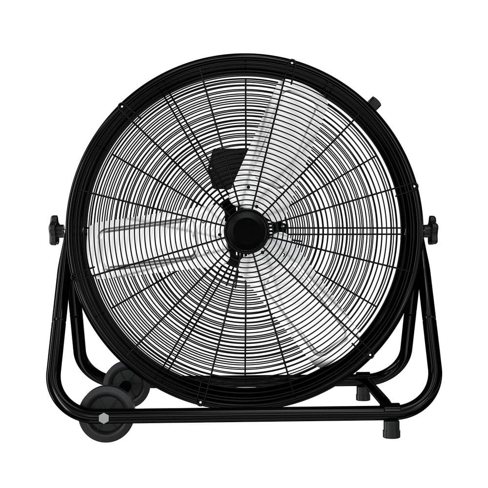 IHOMEadore 27 in. 3 Fan Speeds Drum Fan in Black with Adjustable Head ...