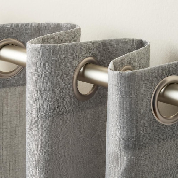 Loha Dove Grey Solid Light Filtering Grommet Top Curtain, 54 in. W x 84 in. L (Set of 2)