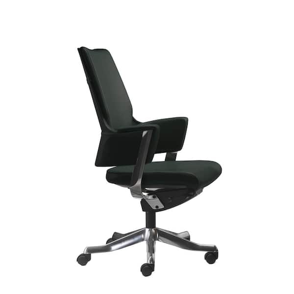 Nyhus Eastside Genuine Leather Medium Back Office Chair, Black Adjustable Height Chair