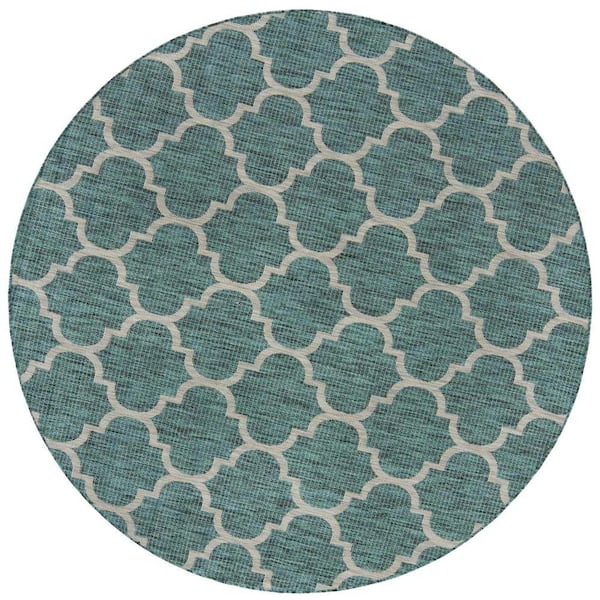 Unique Loom Outdoor Trellis Teal 8 ft. x 8 ft. Area Rug