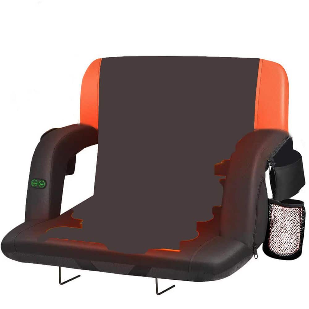 Orange Dual-Sided Heated Stadium Chair with Back Support, 3-Level
