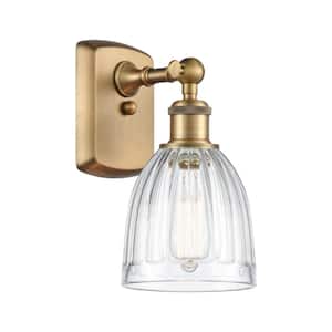 Brookfield 1-Light Brushed Brass Wall Sconce with Clear Glass Shade