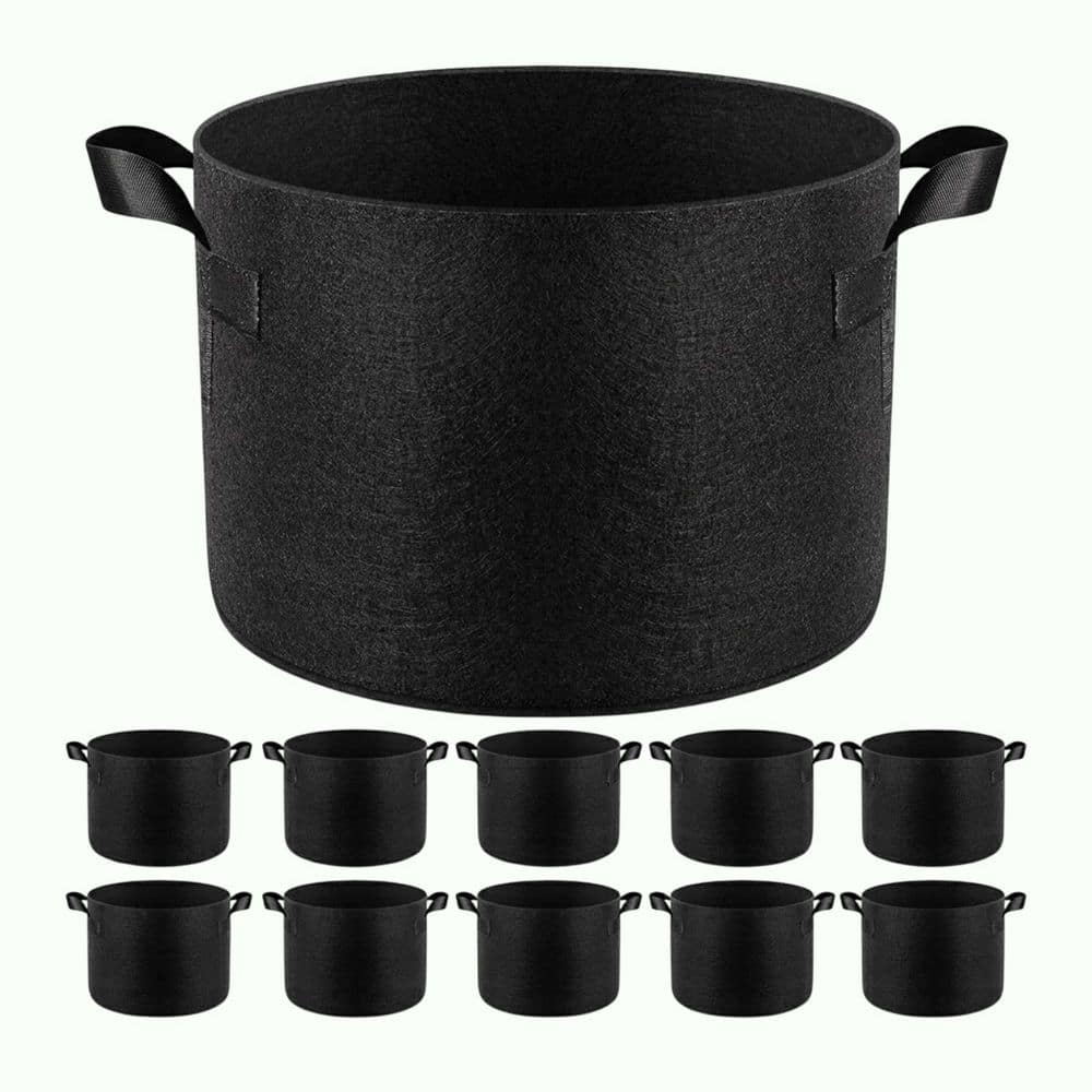 5 Gallon Black Nonwoven Fabric Round Outdoor Planter Grow Bags with Handles, Excellent Drainage, 10-Pack price history on PriceWatchPro