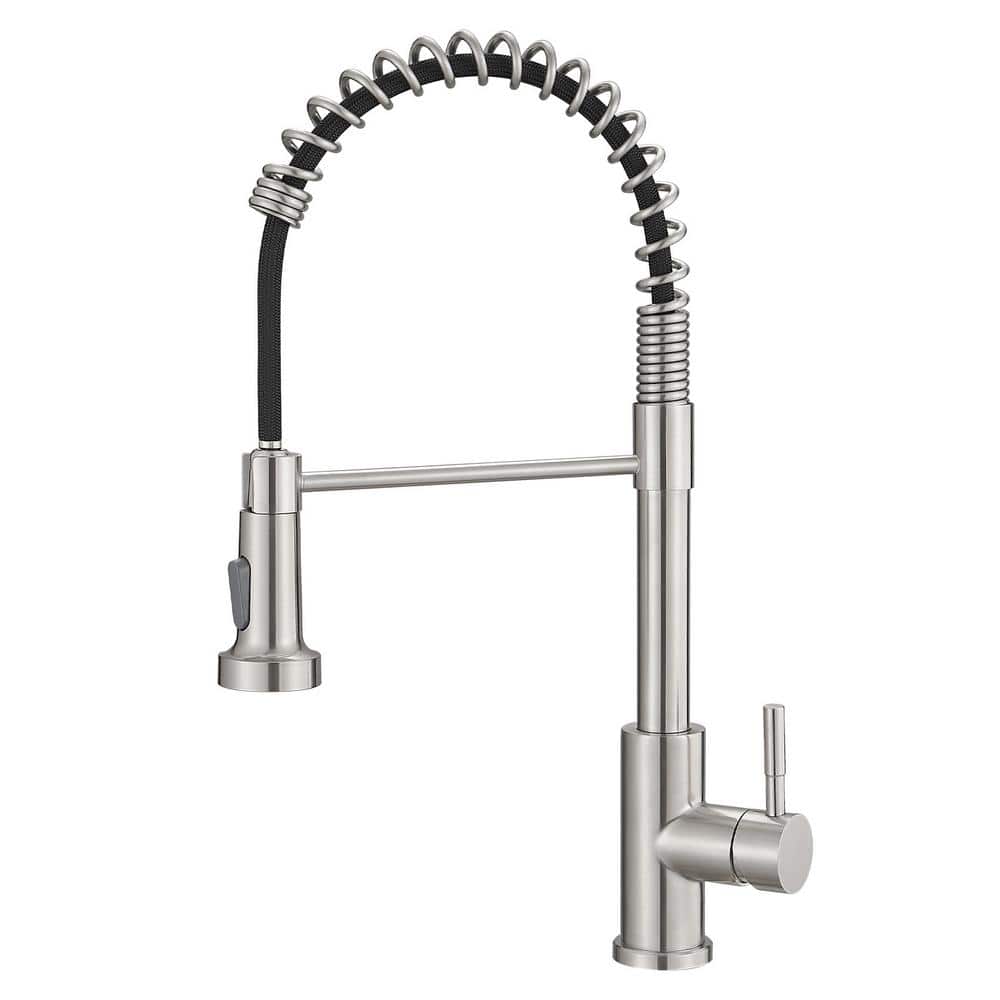 1.8 GPM Stainless Steel Single Handle Pull Down Sprayer Kitchen Faucet with