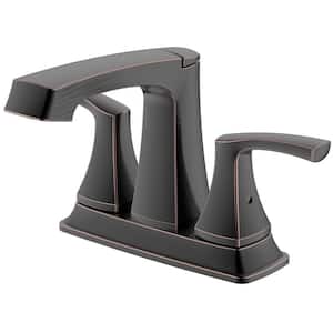 Cardania 4 in. Centerset 2-Handle Mid Arc Bathroom Faucet with Drain Kit Included in Oil Rubbed Bronze