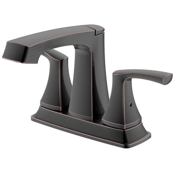 CMI Cardania 4 in. Centerset 2-Handle Mid Arc Bathroom Faucet with Drain Kit Included in Oil Rubbed Bronze