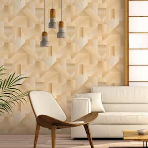 TexStyle Collection Gold and Cream Geometric Shape Shifter Metallic Non-Pasted Non-Woven Paper Wallpaper Roll